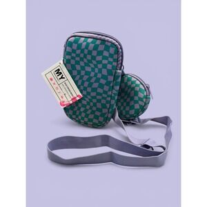 NWT My Tagalongs Cute Checked Small Neoprene Crossbody Detachable Pouch Travel